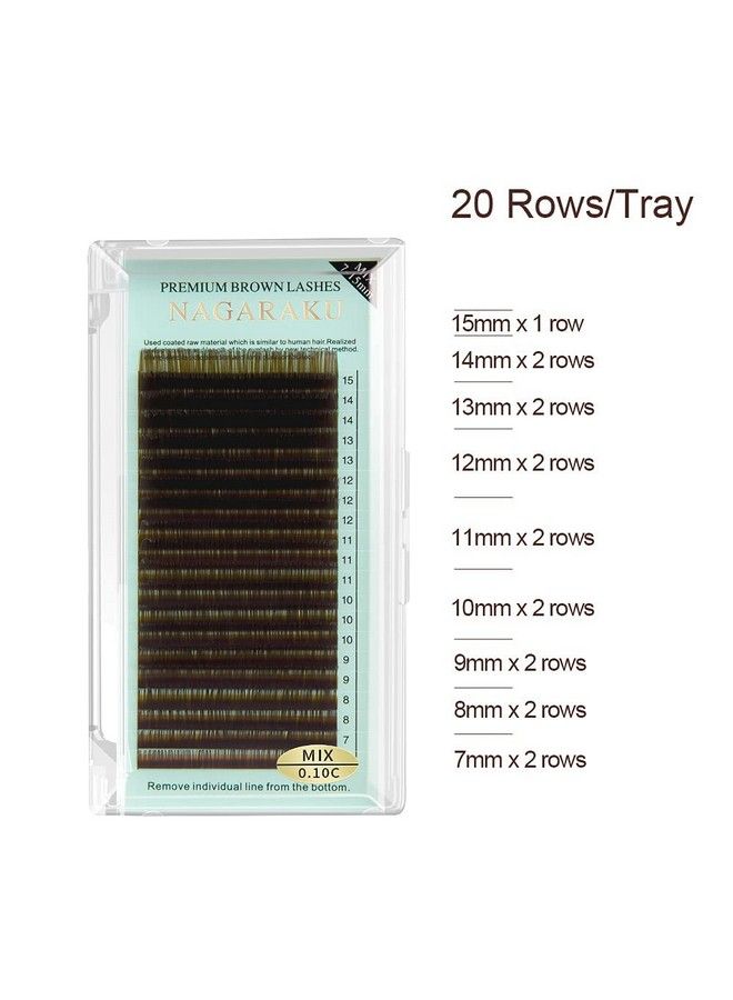 NAGARAKU Brown Color Eyelash Extensions 0.10Mm C Curl 715Mm Mix Faux Mink Volume Clusters 20 Rows Soft Nature Long Individual False Lashes Professional Beauty Salon Supplies (0.10 C Mix) - Image 5