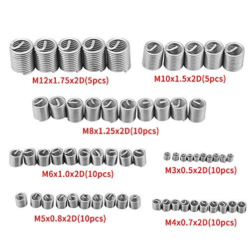 Estink Wire Inserts Screws Sleeve Assortment Kit, 60 Pack Stainless Steel Wire Screw Repair Sleeve M3 M4 M5 M6 M8 M10 Wire Thread Inserts Assortment Thread Repair Sleeve Kit - Image 4