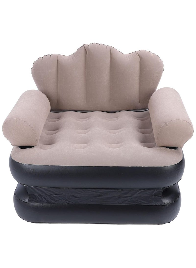 Inflatable Sofa Bed, Portable Foldable Thickened Flocked PVC Blow Up Couch Mattress Wearable 6.1lb Load Bearing Coffee for Home for Camping (Multicolour) - Image 2