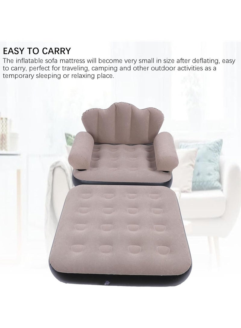 Inflatable Sofa Bed, Portable Foldable Thickened Flocked PVC Blow Up Couch Mattress Wearable 6.1lb Load Bearing Coffee for Home for Camping (Multicolour) - Image 4