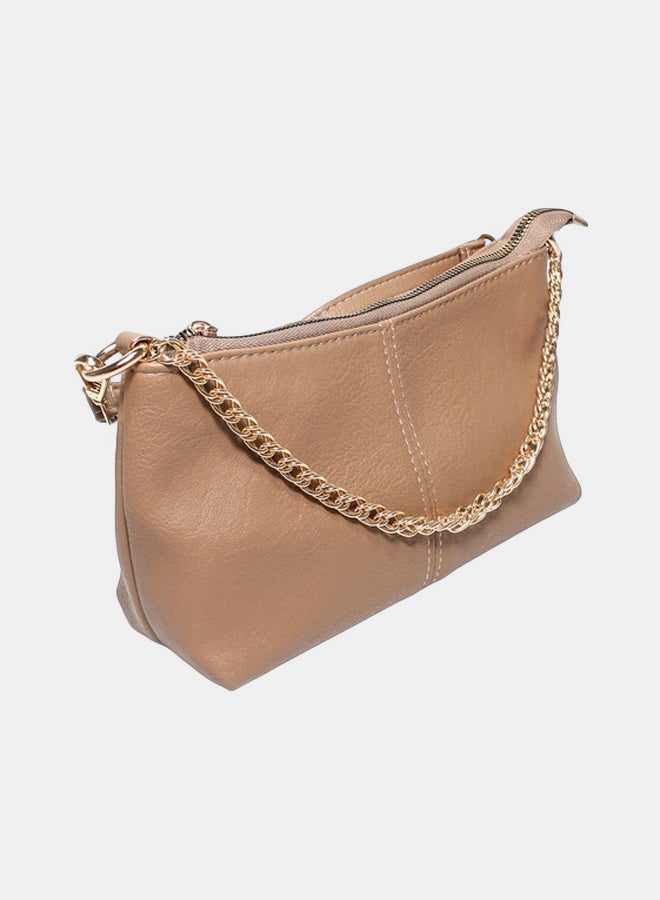 Glitter Bag with Cross Hand - Light Brown - Image 2