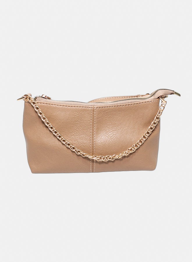 Glitter Bag with Cross Hand - Light Brown - Image 1