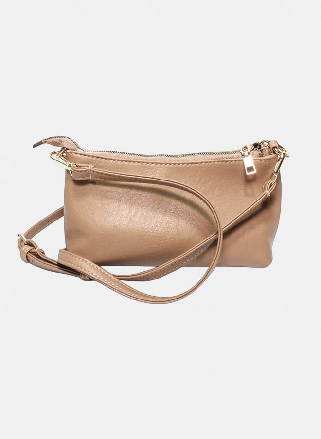 Glitter Bag with Cross Hand - Light Brown - Image 3