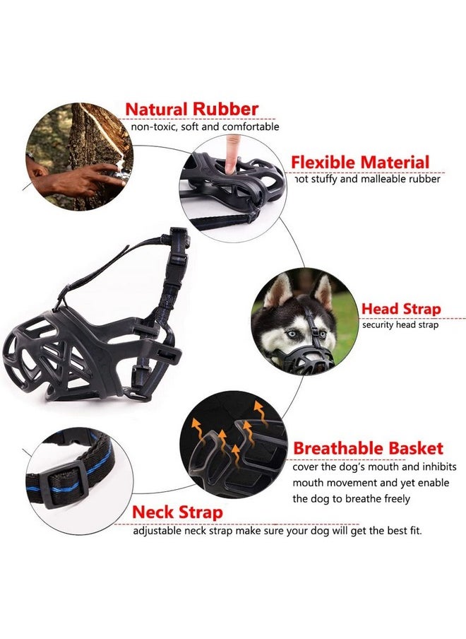 Sage Square Dog Rubber Muzzle Prevents Chewing Barking,Biting,Basket Muzzle Allows Panting And Drinking Comfortable,Adjustable,Durable (Extra Small)  - Image 4