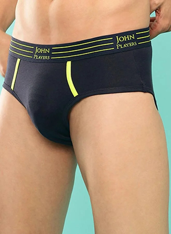 John Players John Player Pack of 2 - Solid Briefs with Striped Waistband