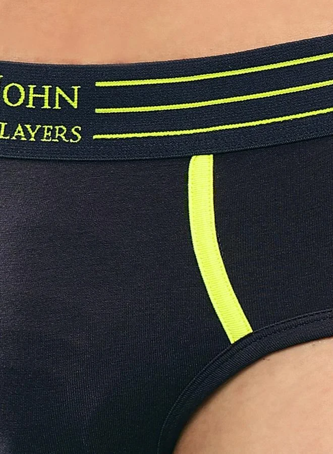 John Players John Player Pack of 2 - Solid Briefs with Striped Waistband