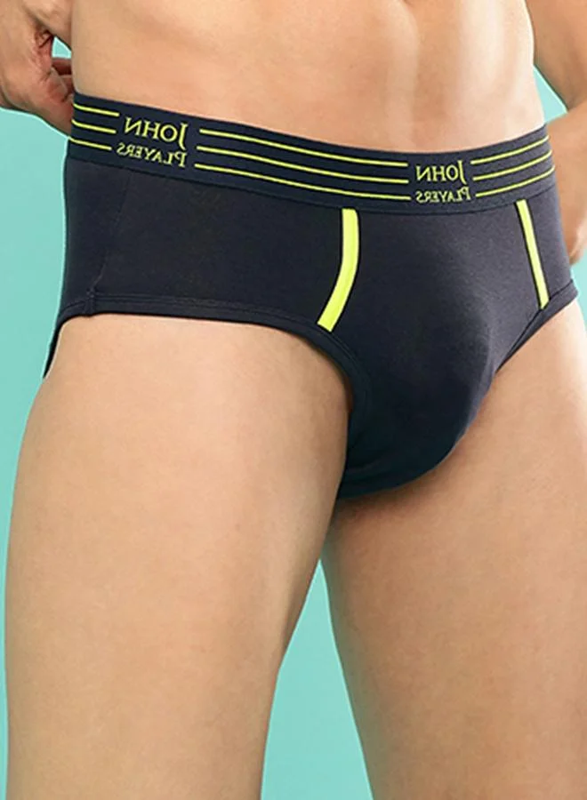 John Players John Player Pack of 2 - Solid Briefs with Striped Waistband