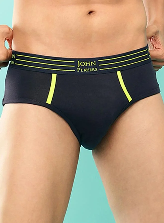 John Players John Player Pack of 2 - Solid Briefs with Striped Waistband