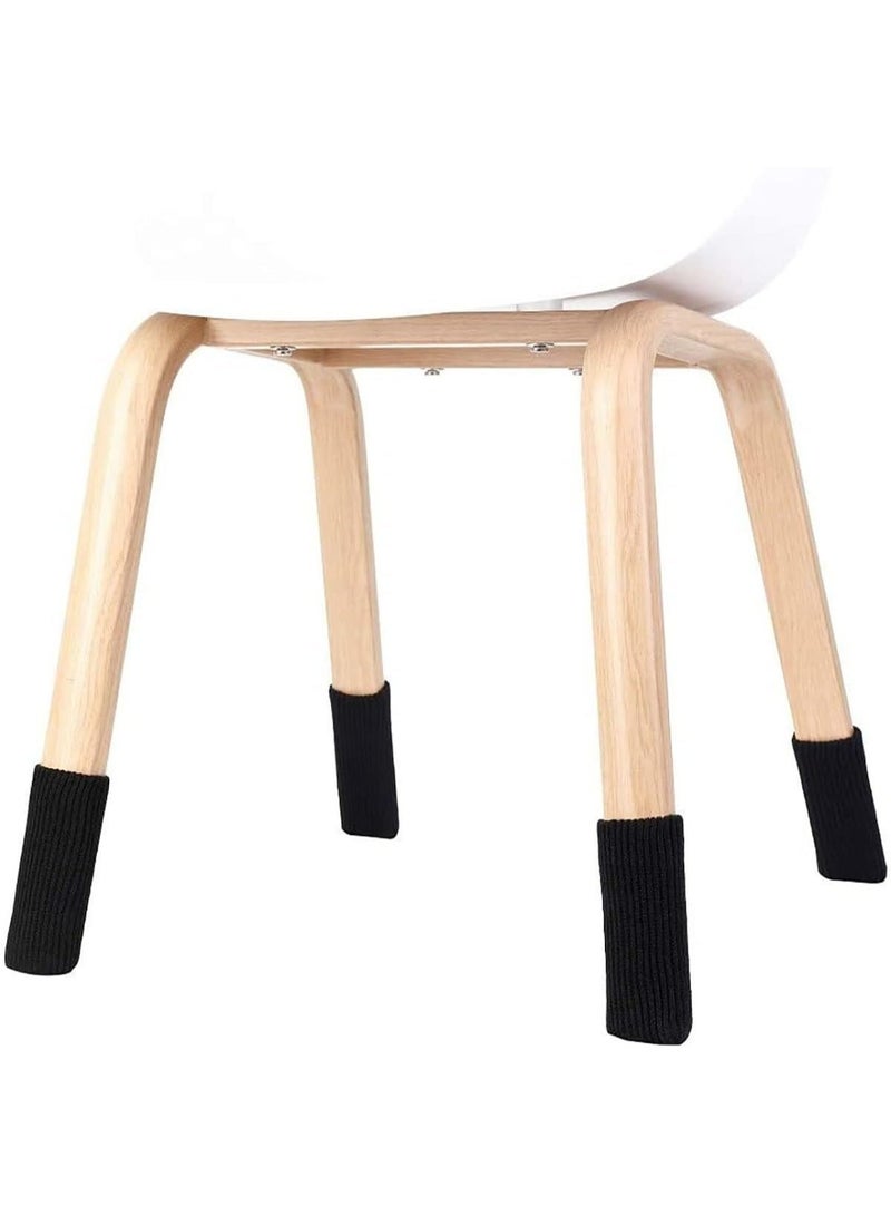 32 Pcs Chair Leg Socks, Floor Protectors, High Elastic Knitted Chair Leg Floor Protector, Padded Floor Protector Socks, Avoid Scratches, Reduce Noise, for most furniture legs, Black - Image 3