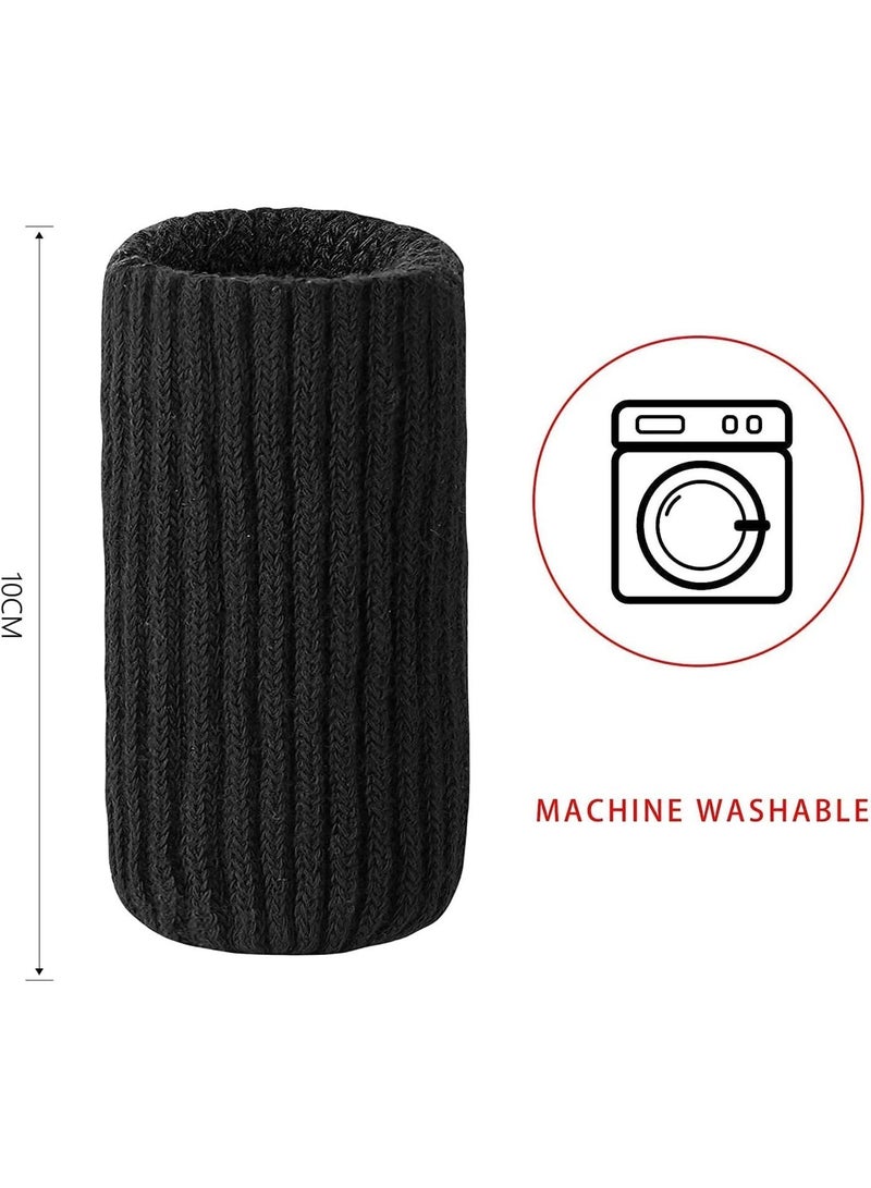 32 Pcs Chair Leg Socks, Floor Protectors, High Elastic Knitted Chair Leg Floor Protector, Padded Floor Protector Socks, Avoid Scratches, Reduce Noise, for most furniture legs, Black - Image 2