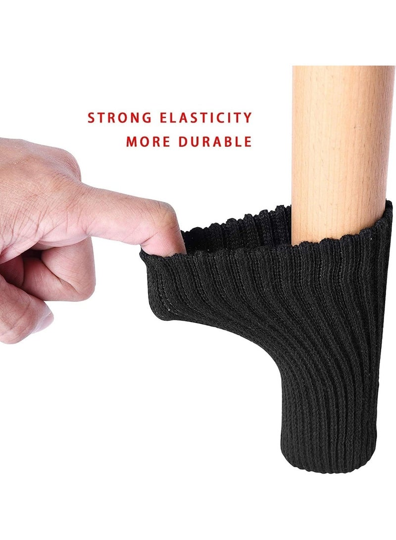 32 Pcs Chair Leg Socks, Floor Protectors, High Elastic Knitted Chair Leg Floor Protector, Padded Floor Protector Socks, Avoid Scratches, Reduce Noise, for most furniture legs, Black - Image 4