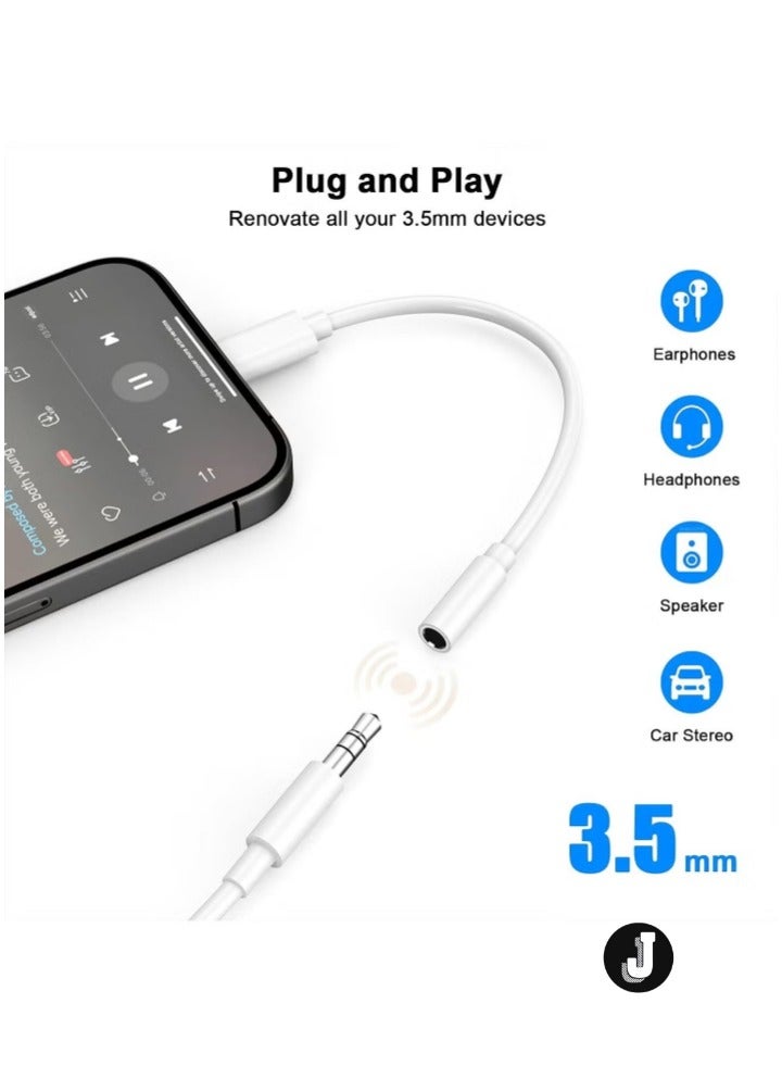 JAJEEK "2-Pack USB-C to 3.5mm AUX Jack Adapter – Type C to Headphone Jack Converter, White" - Image 3