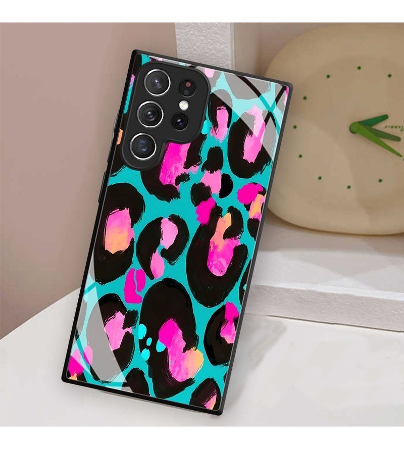 Mixed Color 1 Glass Phone Case Neon Leopard Print For Samsung Galaxy A15 - Image 1