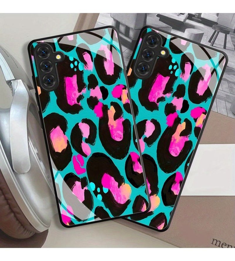 Mixed Color 1 Glass Phone Case Neon Leopard Print For Samsung Galaxy A15 - Image 2