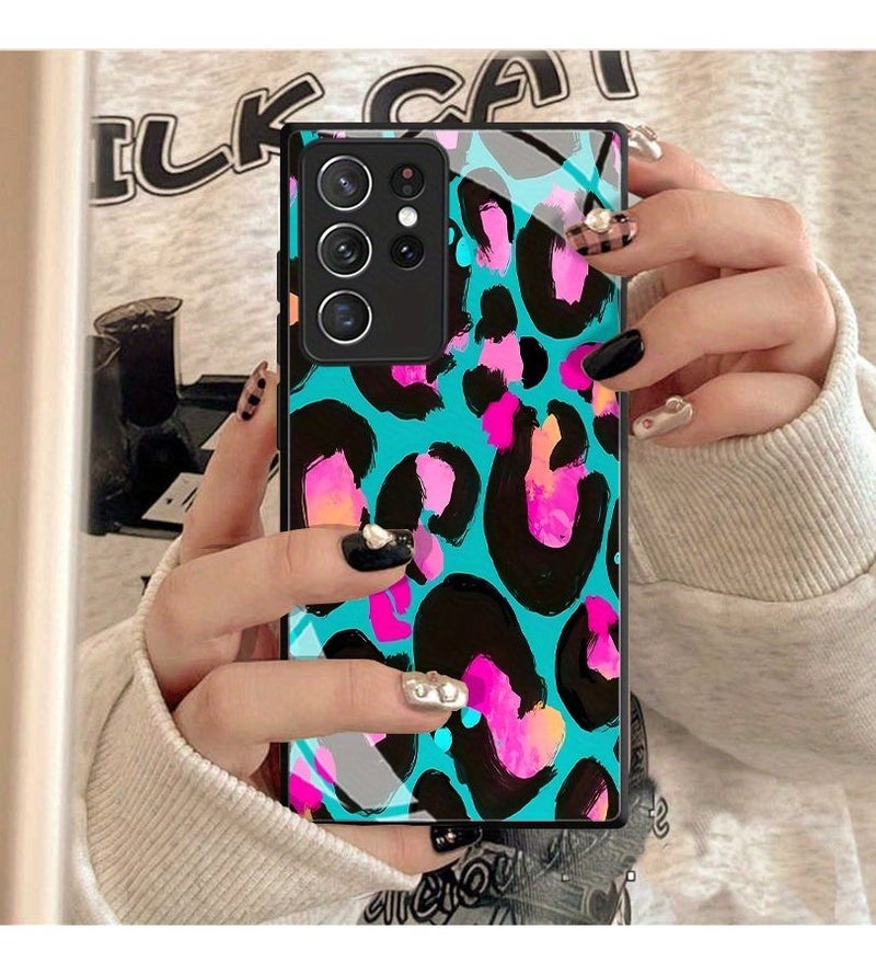 Mixed Color 1 Glass Phone Case Neon Leopard Print For Samsung Galaxy A15 - Image 4