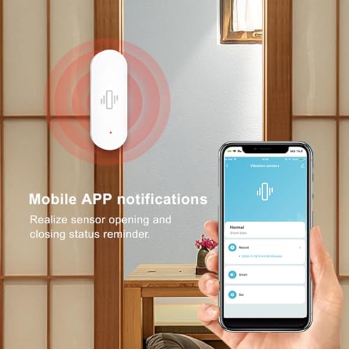 SENCKIT Smart Vibration Sensor: Wireless Glass Break Detector, WiFi Door Sensor with App Alerts, Adjustable Sensitivity, Glass Break Security Sensor for Alarm System and Smart Home Automation (4-Pack) - Image 3