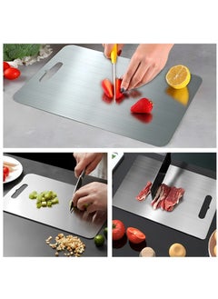 Beauenty 304 Stainless Steel Cutting Board For Kitchen,Meat,Fruit,Pastry,Pizza,Cheese,Vegetable Metal Cutting Board,meat Cutting Board For Anti-skid Double Side,Dough Board（39 * 28cm）  - Image 3