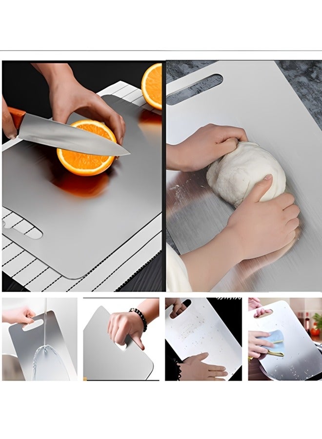 304 Stainless Steel Cutting Board For Kitchen,Meat,Fruit,Pastry,Pizza,Cheese,Vegetable Metal Cutting Board,meat Cutting Board For Anti-skid Double Side,Dough Board（39 * 28cm）