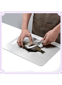 Beauenty 304 Stainless Steel Cutting Board For Kitchen,Meat,Fruit,Pastry,Pizza,Cheese,Vegetable Metal Cutting Board,meat Cutting Board For Anti-skid Double Side,Dough Board（39 * 28cm）  - Image 2