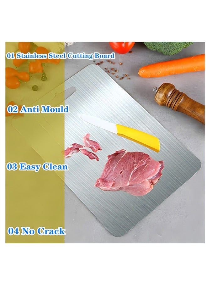 304 Stainless Steel Cutting Board For Kitchen,Meat,Fruit,Pastry,Pizza,Cheese,Vegetable Metal Cutting Board,meat Cutting Board For Anti-skid Double Side,Dough Board（39 * 28cm）