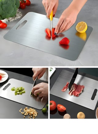 304 Stainless Steel Cutting Board For Kitchen,Meat,Fruit,Pastry,Pizza,Cheese,Vegetable Metal Cutting Board,meat Cutting Board For Anti-skid Double Side,Dough Board（39 * 28cm） - view 3