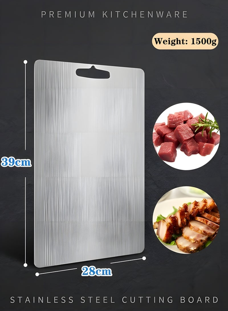 Beauenty 304 Stainless Steel Cutting Board For Kitchen,Meat,Fruit,Pastry,Pizza,Cheese,Vegetable Metal Cutting Board,meat Cutting Board For Anti-skid Double Side,Dough Board（39 * 28cm） - Image 5