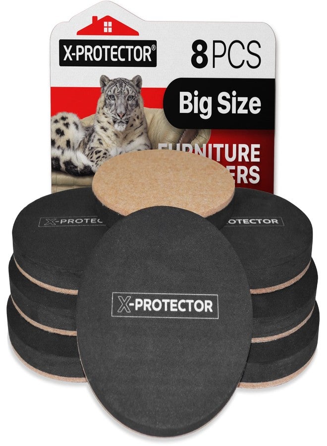 إكس-بروتيكتور منزلقات أثاث من اللباد للأرضيات الخشبية الصلبة X-PROTECTOR - 8 قطع منزلقات أثاث مقاس 4 3/4 بوصة - منزلقات لباد شديدة التحمل للأسطح الصلبة - انقل أثاثك بسهولة وأمان! - Image 1