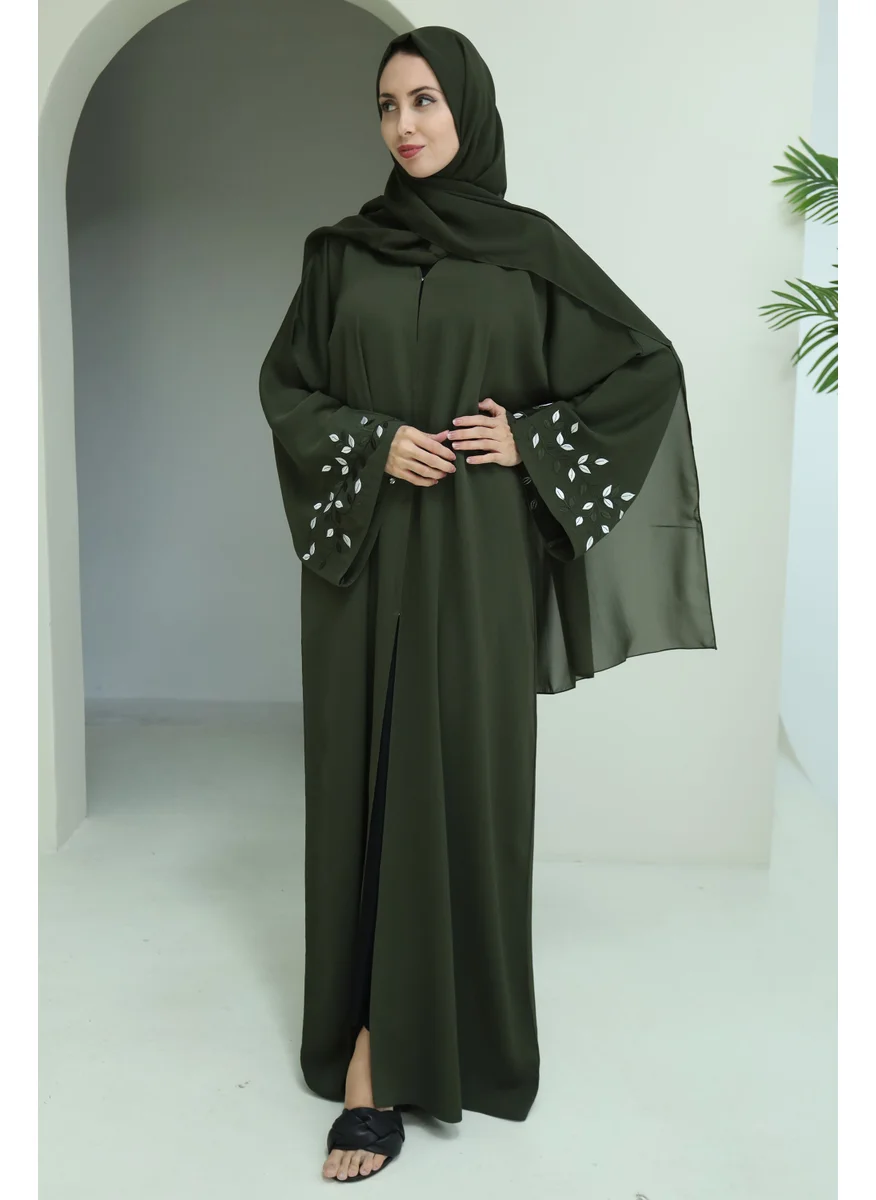 NUKHBAA Olive leaf abaya-N117A