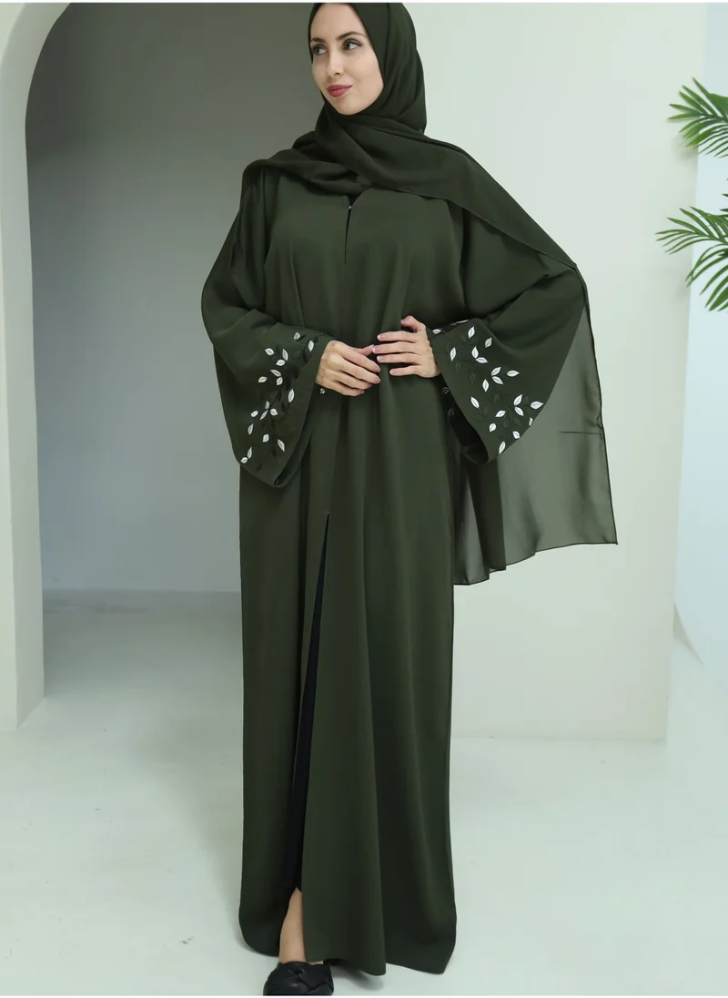 النخبة Olive leaf abaya-N117A