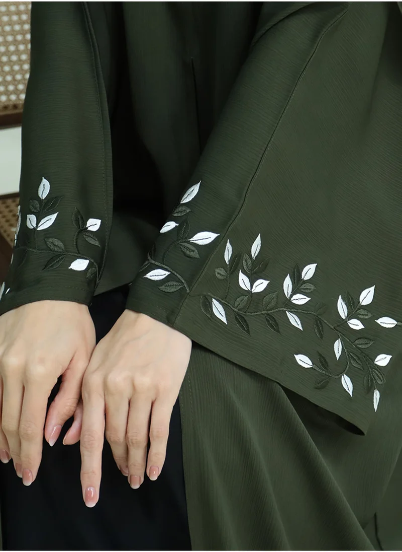 النخبة Olive leaf abaya-N117A