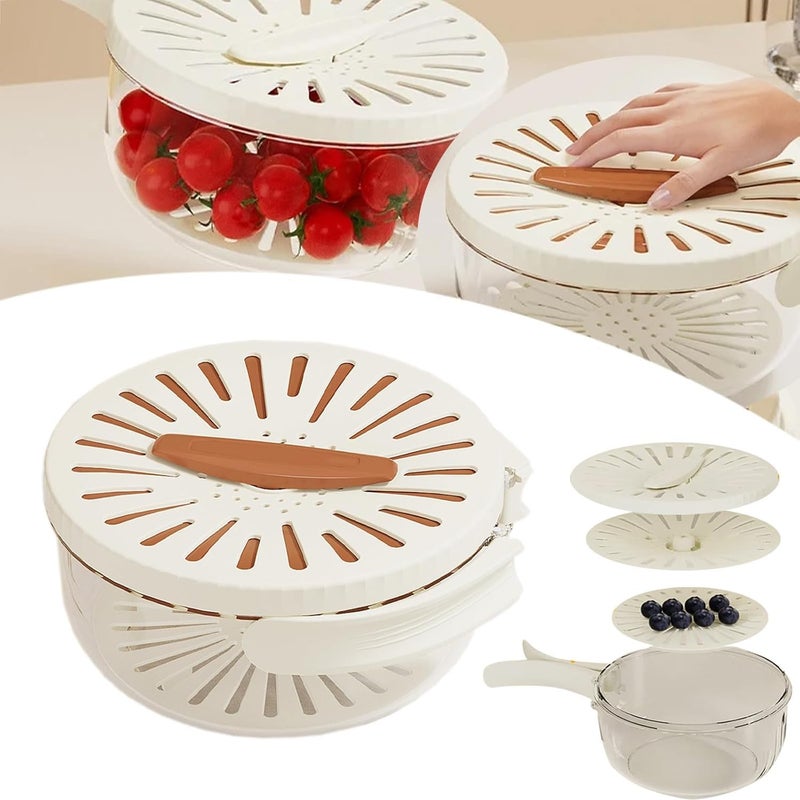 WROPZO 2 in 1 Multi-Function Drain Basket - Fruit and Veggie Washing Bowl with Collapsible Handle - Kitchen Sink Drain Basket for Rinsing Straining Storage Fruit || 1Pcs, Multicolor || - Image 1