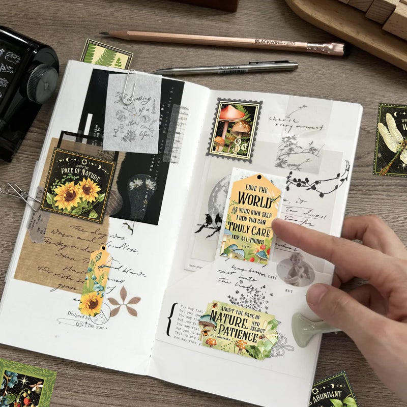 Bomichi 100 Pcs Postage Stamp Stickers, Aesthetic Insect Plants Decorative Stickers for Scrapbooking Bullet Journaling Planners DIY Calendars Notebook Junk Journal - Image 5