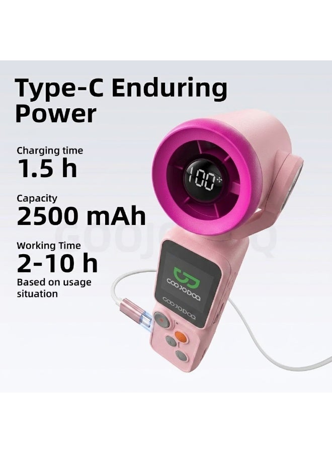 GOOJODOQ GFS025 2-in-1 Handheld Camera Fan with 100-Level Wind, Pink - Image 4