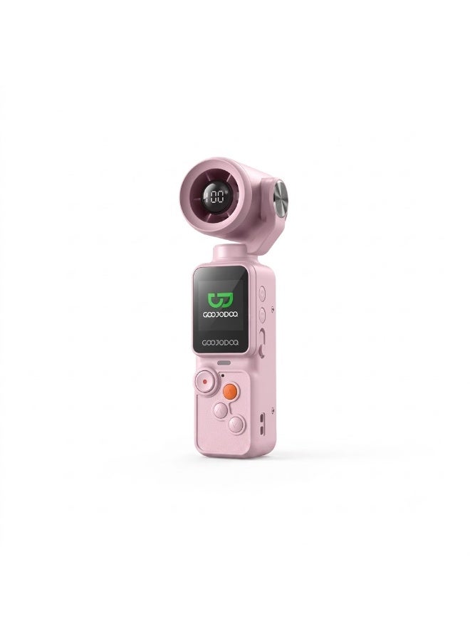GOOJODOQ GFS025 2-in-1 Handheld Camera Fan with 100-Level Wind, Pink - Image 1