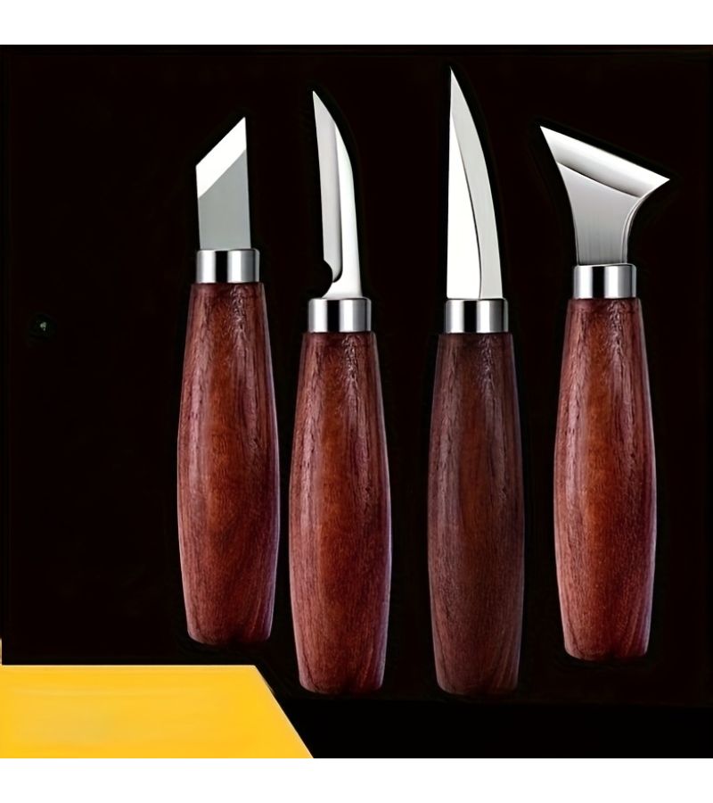 Wood Carving Tool Set of 4 Hand Chisels Curved Shaping Tools for Spoon Making - Image 3