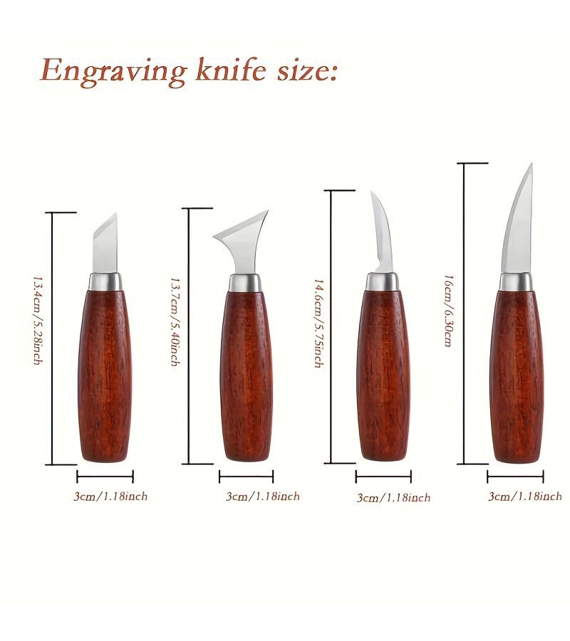 Wood Carving Tool Set of 4 Hand Chisels Curved Shaping Tools for Spoon Making - Image 4