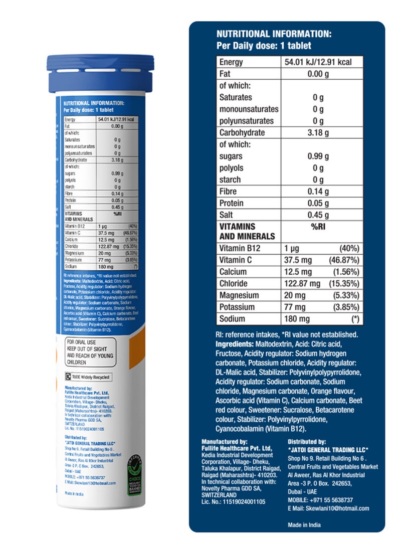 FAST&UP Reload - Hydration Electrolyte Supplement - 20 Effervescent Tablets, Orange Flavour - Image 2