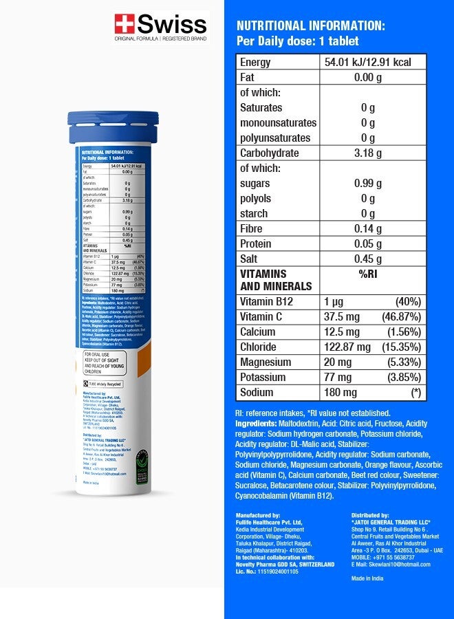 FAST&UP Reload - Hydration Electrolyte Supplement - 20 Effervescent Tablets, Orange Flavour - Image 2