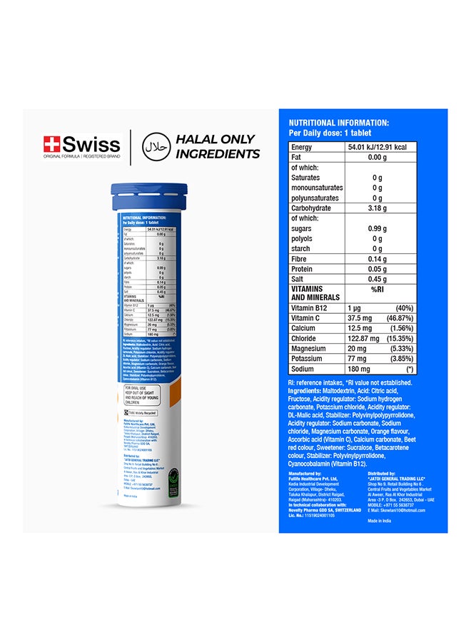 FAST&UP Reload - Hydration Electrolyte Supplement - 20 Effervescent Tablets, Orange Flavour - Image 2
