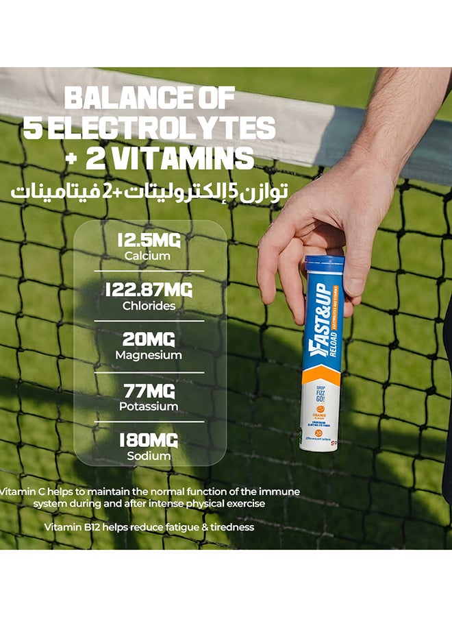 FAST&UP Reload - Hydration Electrolyte Supplement - 20 Effervescent Tablets, Orange Flavour - Image 5