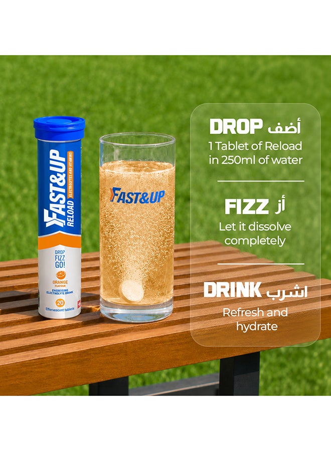 FAST&UP Reload - Hydration Electrolyte Supplement - 20 Effervescent Tablets, Orange Flavour - Image 5