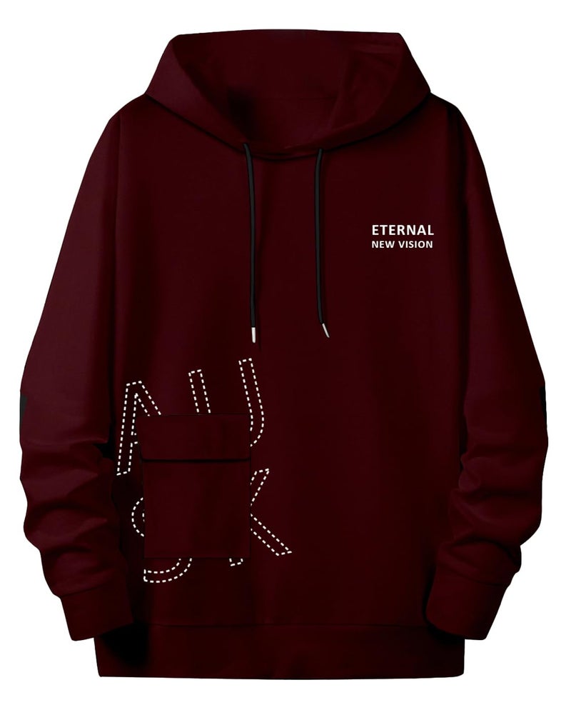AUSK Men's T-Shirt || Hoodies for Men || Full Sleeves Maroon - Image 5