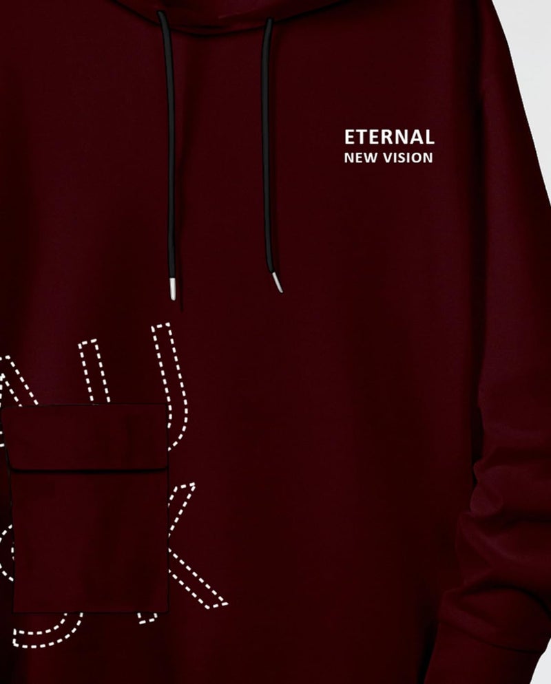 AUSK Men's T-Shirt || Hoodies for Men || Full Sleeves Maroon - Image 3