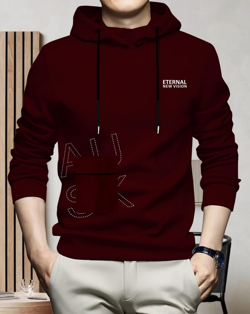AUSK Men's T-Shirt || Hoodies for Men || Full Sleeves Maroon - Image 4