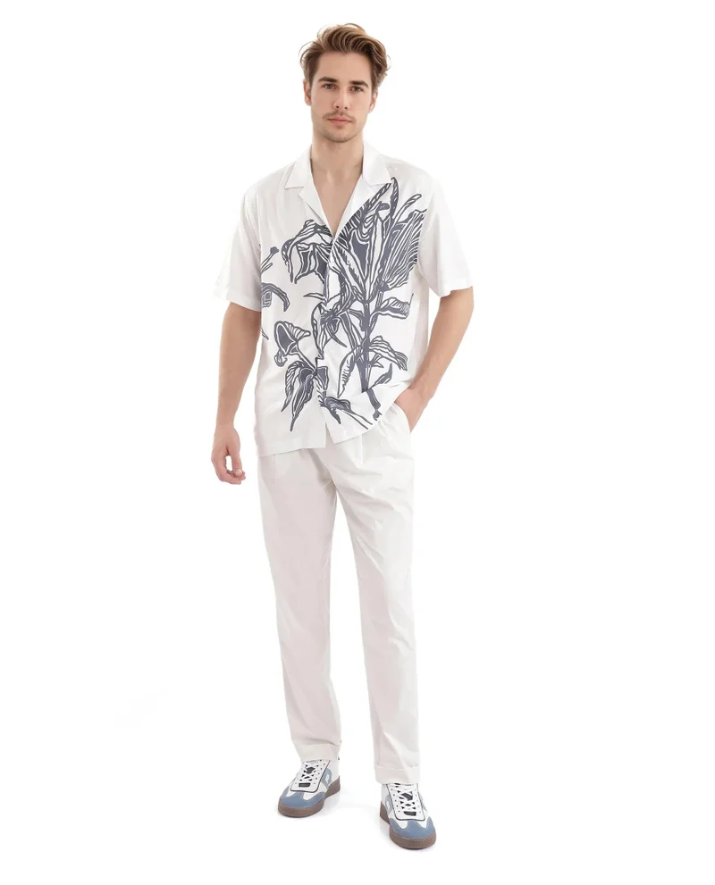 Rare Rabbit Men's Cuban Collar Boxy Fit Shirt
