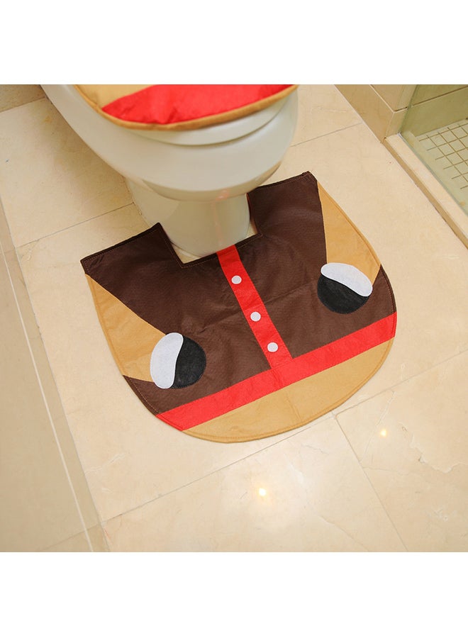 غطاء مقعد مرحاض بطبعة سانتا مع سجادة من 4 قطع متعدد الألوان - Image 2