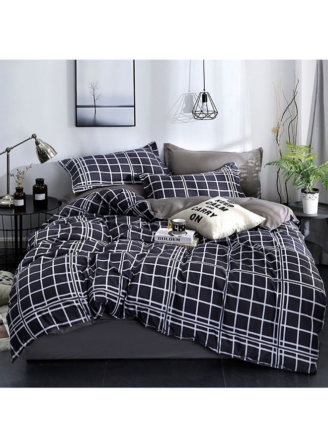 NIBEMINENT 4-Piece Bedding Set polyester Black/White King  - Image 1