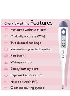 iProven Digital Basal Thermometer,1/100th Degree High Precision, Quick 60-Sec Reading, Memory Recall, Accurate BBT Thermometer for Natural Ovulation Tracking  - Image 2