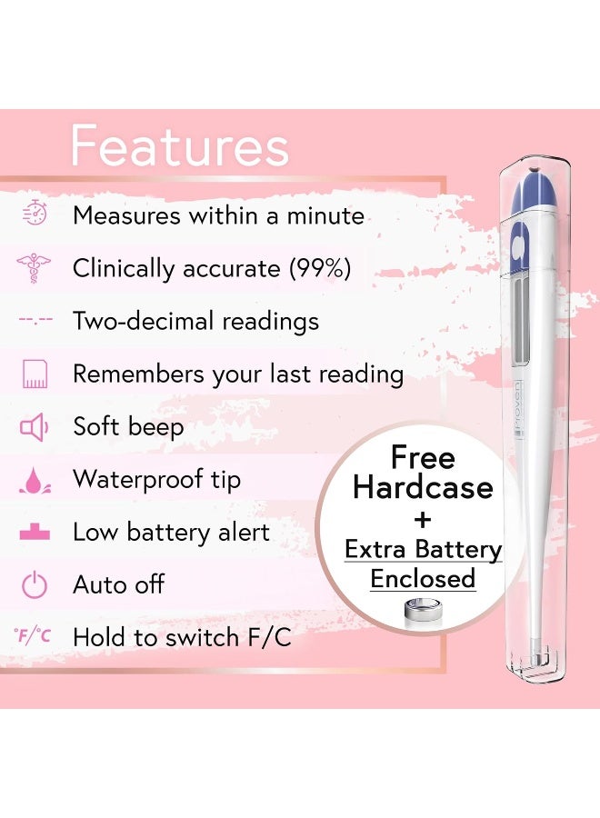 iProven Digital Basal Body Thermometer, 1/100th Degree High Precision, Quick 60-Sec Reading, Memory Recall, Accurate BBT Thermometer for Natural Ovulation Tracking - Image 3