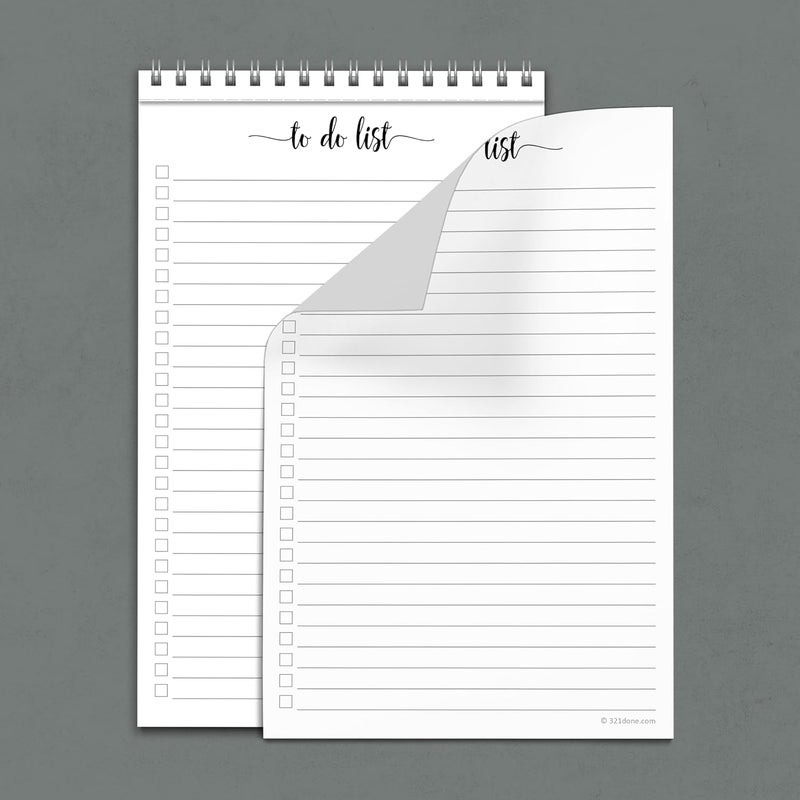 321Done to Do List Notepad 5.5x8.5 Spiral - Made in USA, Simple Undated Checklist, Daily Planner Notebook for Organizing, Planning, Task Checklist Organizer for Work, Office, Home, School - 50 Sheets - Image 4